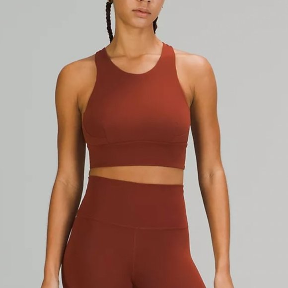 LULULEMON RACERBACK BURNT ORANGE CROPPED SHELF BRA ALIGN - 6 / M - Picture 4 of 6